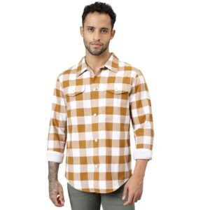 WOODLAND MFCS 124 FULL SLEEVE Mustard/White SHIRT