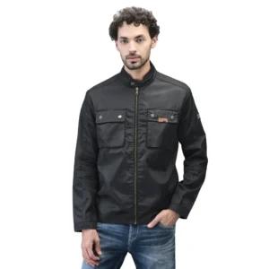 WOODLAND WAJC 29 Men Black Utility Jacket with Full Zip Closure