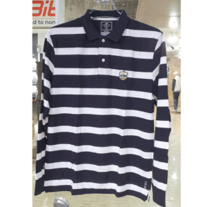 WOODLAND IWPTS 001FS BLACK WHITE FULLSLEEVE POLO
